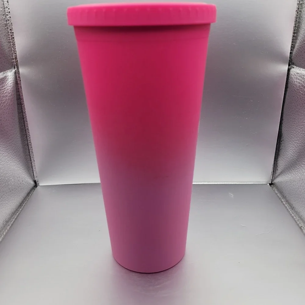 Dunkin' 24oz Tumbler Pink Ombre w Lid 2021 Soft‎ Side